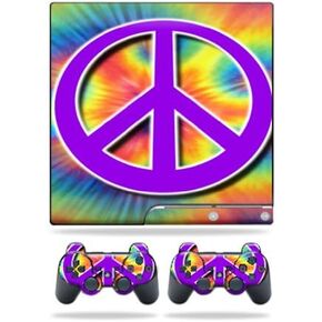 MightySkins Skin Compatible with Sony Playstation 3 PS3 Slim Skins + 2 Controller Skins Sticker Hippie Time