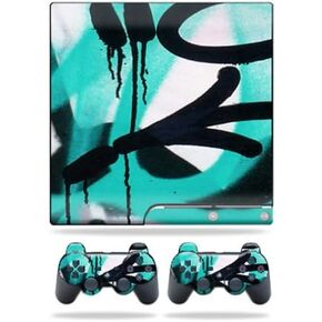 MightySkins Skin Compatible with Sony Playstation 3 PS3 Slim Skins + 2 Controller Skins Sticker Graffiti Tagz