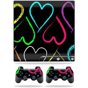 MightySkins Skin Compatible with Sony Playstation 3 PS3 Slim Skins + 2 Controller Skins Sticker Hearts