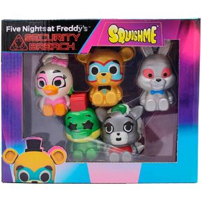 Five Nights at Freddy's Security Breach SquishMe Series 1 Collectors Box 5-Pack: Stress Relief Toy, Party Favor & Fidget Toys for Kids - Entire Series 1 Set w/FNAF Figures Squishies