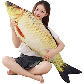 JULAN 39Inch Giant Fish Stuffed Animal Plush Toy,Carp Plush Pillow Stuffed Toy,Soft Fish Cushion Throw Pillow,Boy's and Girl's Room Décor,Perfect Stress Relief for Women(39inch/ 100cm)