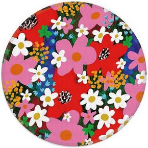 Retro Floral Vintage 60s 70s Flowers Small Mouse Pad 7.9x7.9 Inches,Washable Round Cloth Mousepad for Office Laptop Computer,Non-Slip Rubber Base Mouse Pads for Wireless Mouse,Gift for Girls