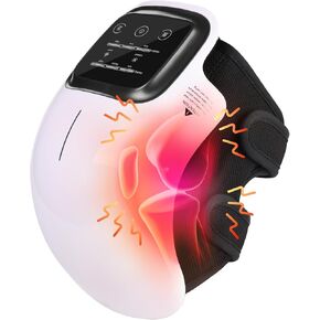Knee Massager,Cordless Knee Massager with heat,Relax Knee Massage Helps joint Stiff and Discomfort,3 Levels Heat & Vibration,10 Min Auto Off,LED Touch,Long Knee Straps 18.9 in