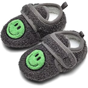 Toddler Smiley Face Slippers Boys Girls House Indoor Non Slip Shoes Warm Cozy Socks for Baby Kids