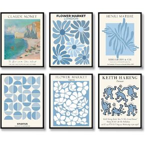 Retro Wall Decor Prints Set of 6 Inspiring Vintage Wall Art Famous Abstract Illustration Posters Exhibition Aesthetic Matisse Flower Market Picture Canvas Art Painting for Living Room Bedroom (8"x10"