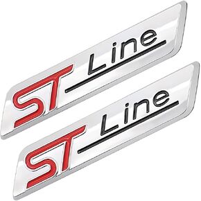 زوج مجموعة ST Line Emblem 3D شارة معدنية سيارة شاحنة باب الجسم الجانب الحاجز الخلفي الجذع لاصق ملصق الشارات استبدال لشاحنة السيارة ملحقات الديكور الرياضية (فضي أحمر) in Kuwait