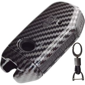 2-Layers Protection Hybrid Combo Carbon Key Fob Cover with Keychain fit for KIA Forte Soul Telluride K5 Selto Sorento 2020 2021