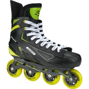 5th Element Enforcer Hockey Inline Skates for Men, Indoor and Outdoor Roller Skates with Carbon Steel Bearings, Aluminum Chassis, and Traditional Lacing for Practice and Game Skating