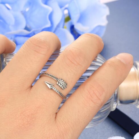 MANBU الفضة الاسترليني أنا ما يكفي الدائري - رأس السهم محفورة رسالة ملهمة حلقة قابلة للتعديل دعم الهدايا للنساء الرجال في سن المراهقة in Kuwait