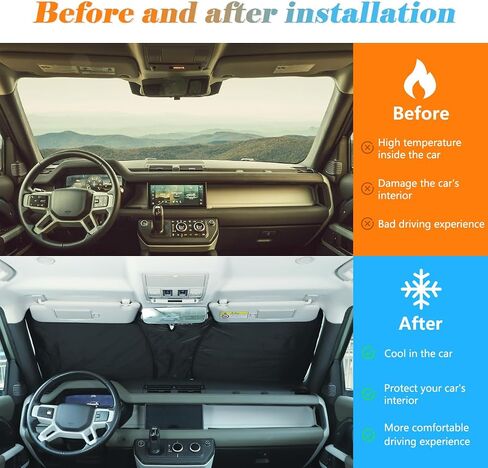 Car Windshield Sunshade Foldable for Land Rover Defender 2004-2024 Car Front Window Sunshade Sun Visor Shield,Block Heat and Sun Protection,UV Rays Sun Visor Protector (for Defender 2004-2018) in Saudi Arabia
