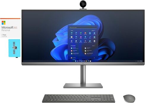 HP ENVY All-in-One 34-c1070xt للمنزل والأعمال الكل في واحد (Intel i7-12700 12-Core، 16GB DDR5 4000MHz RAM، 2x512GB PCIe SSD (1 تيرابايت)، Win 11 Pro) مع MS 365 Personal، Dockztorm Hub in Kuwait