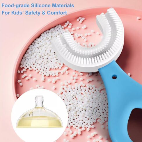 2PCS Kids U-Shaped Toothbrush, Manual Training Tooth Brush, Food Grade Soft Silicone Brush Head, 360° Oral Teeth Cleaning Design for Toddlers and Children(S(Ages 2-6)) in Saudi Arabia