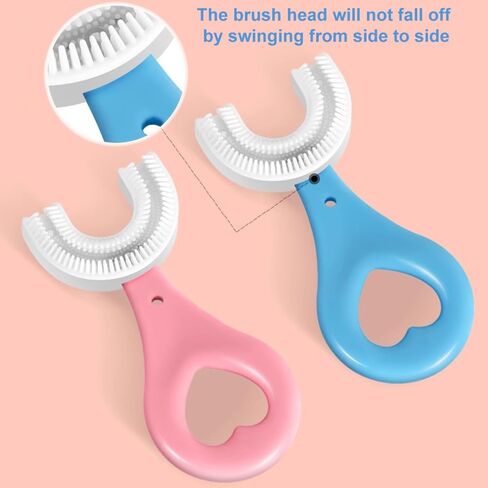 2PCS Kids U-Shaped Toothbrush, Manual Training Tooth Brush, Food Grade Soft Silicone Brush Head, 360° Oral Teeth Cleaning Design for Toddlers and Children(S(Ages 2-6)) in Saudi Arabia