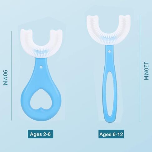 2PCS Kids U-Shaped Toothbrush, Manual Training Tooth Brush, Food Grade Soft Silicone Brush Head, 360° Oral Teeth Cleaning Design for Toddlers and Children(S(Ages 2-6)) in Saudi Arabia