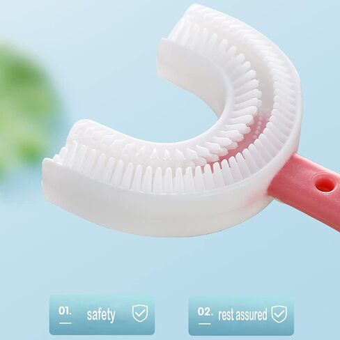 2PCS Kids U-Shaped Toothbrush, Manual Training Tooth Brush, Food Grade Soft Silicone Brush Head, 360° Oral Teeth Cleaning Design for Toddlers and Children(S(Ages 2-6)) in Saudi Arabia