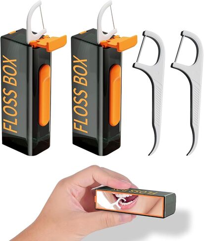 Dental Floss Portable Case with Mirror, Essential Travel Dental Floss Pick Dispenser for Teeth Cleaning Portable Travel Floss Case Refillable Box for Dinner, Dates, Travel, Party (10 Floss) in Saudi Arabia