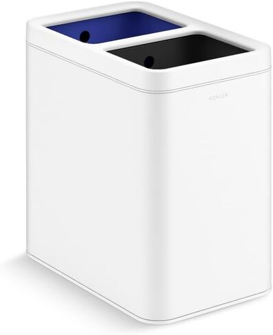 KOHLER 31319-BST Bathroom Trash Can, 1.6 Gallon, 6-Liter Step Can, Quiet-Close Small Trash Can with Foot Pedal, Black Stainless in Saudi Arabia
