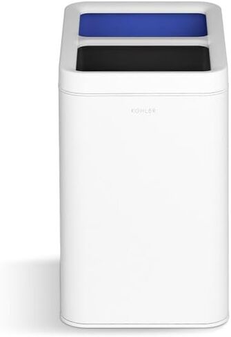 KOHLER 31319-BST Bathroom Trash Can, 1.6 Gallon, 6-Liter Step Can, Quiet-Close Small Trash Can with Foot Pedal, Black Stainless in Saudi Arabia