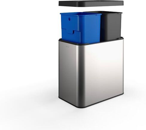 KOHLER 31319-BST Bathroom Trash Can, 1.6 Gallon, 6-Liter Step Can, Quiet-Close Small Trash Can with Foot Pedal, Black Stainless in Saudi Arabia