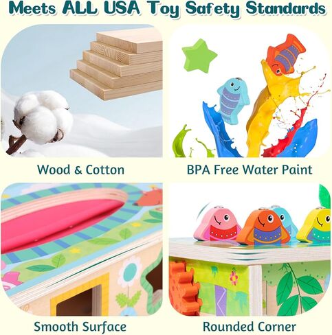 لعبة صندوق مناديل مونتيسوري 6 في 1 من أنكايكسين للأطفال بعمر 6+ أشهر، مكعب نشاط خشبي، ألغاز من 12 إلى 18 شهرًا، هدايا مثالية للفتيات الصبيان بعمر سنة واحدة، ألعاب حسية للأطفال الصغار من سن 1 إلى 3 سنوات، هدية عيد ميلاد الطفل الأول in Kuwait