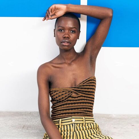 Meladyan Women Twist Front Striped Cutout Knitted Crop Tube Top Bandage Strapless Sleeveless Bandeau Cropped Shirt in Kuwait