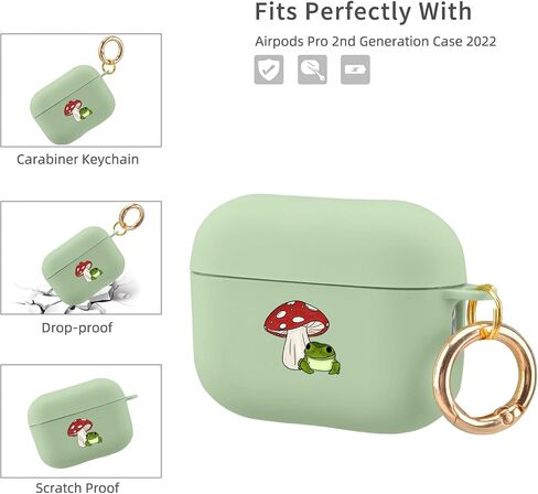 MAYCARI Compatible with Airpods Pro 2nd Generation Case, Cute AirPods Pro 2 Case Cover Frog Printed Protective Women Girl with Lanyard for Airpod Pro 2(2022) in Saudi Arabia