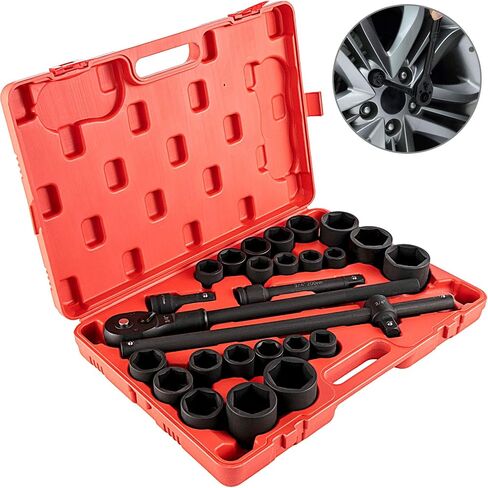 VEVOR Impact Socket Set 3/4 Inches 27 Piece Standard Impact Sockets, Socket Assortment, 3/4 Inches Drive Socket Set Impact Standard SAE (7/8 Inches to 2 Inches) & Metric Sizes (22 mm-50 mm) in Saudi Arabia