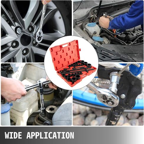 VEVOR Impact Socket Set 3/4 Inches 27 Piece Standard Impact Sockets, Socket Assortment, 3/4 Inches Drive Socket Set Impact Standard SAE (7/8 Inches to 2 Inches) & Metric Sizes (22 mm-50 mm) in Saudi Arabia