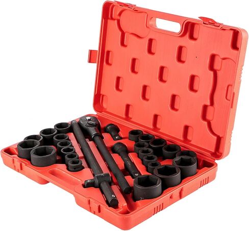VEVOR Impact Socket Set 3/4 Inches 27 Piece Standard Impact Sockets, Socket Assortment, 3/4 Inches Drive Socket Set Impact Standard SAE (7/8 Inches to 2 Inches) & Metric Sizes (22 mm-50 mm) in Saudi Arabia