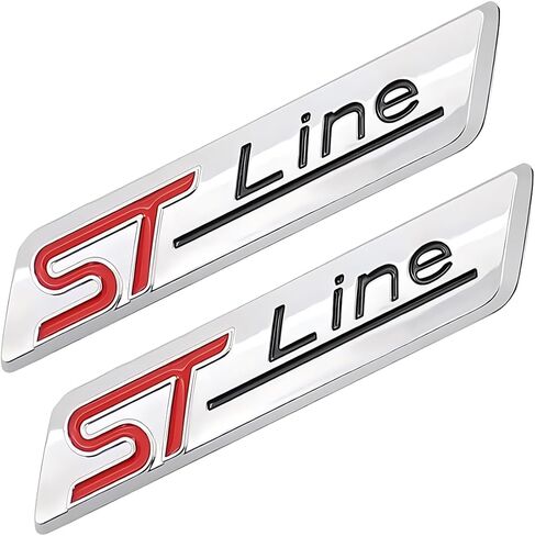 زوج مجموعة ST Line Emblem 3D شارة معدنية سيارة شاحنة باب الجسم الجانب الحاجز الخلفي الجذع لاصق ملصق الشارات استبدال لشاحنة السيارة ملحقات الديكور الرياضية (فضي أحمر) in Kuwait