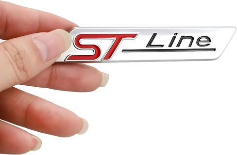 زوج مجموعة ST Line Emblem 3D شارة معدنية سيارة شاحنة باب الجسم الجانب الحاجز الخلفي الجذع لاصق ملصق الشارات استبدال لشاحنة السيارة ملحقات الديكور الرياضية (فضي أحمر) in Kuwait