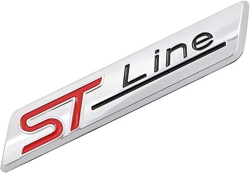 زوج مجموعة ST Line Emblem 3D شارة معدنية سيارة شاحنة باب الجسم الجانب الحاجز الخلفي الجذع لاصق ملصق الشارات استبدال لشاحنة السيارة ملحقات الديكور الرياضية (فضي أحمر) in Kuwait