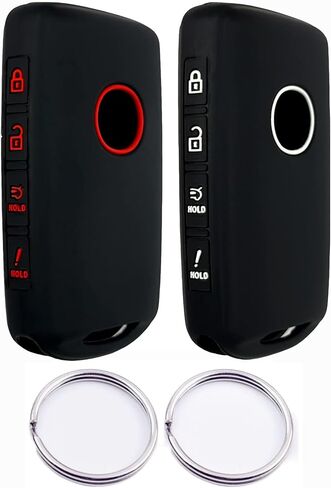 Silicone Smart Remote Key fob Cover Compatible with 2023 2022 2021 2020 2019 Mazda 3 6 CX-30 CX-5 CX-9 CX-50 WAZSKE11D01 662F-SKE11D01（4 Buttons） (Rubber, 2 Black with red) in Saudi Arabia