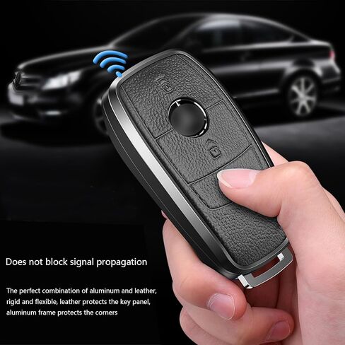 غطاء مفتاح Fob لملحقات سلسلة مفاتيح Mercedes Benz Fit Benz GLA GLE GLB GLS GLC CLA CLS C300 AMG A E S G Class حافظة مفاتيح السيارة من الجلد والألومنيوم نوع B in Kuwait