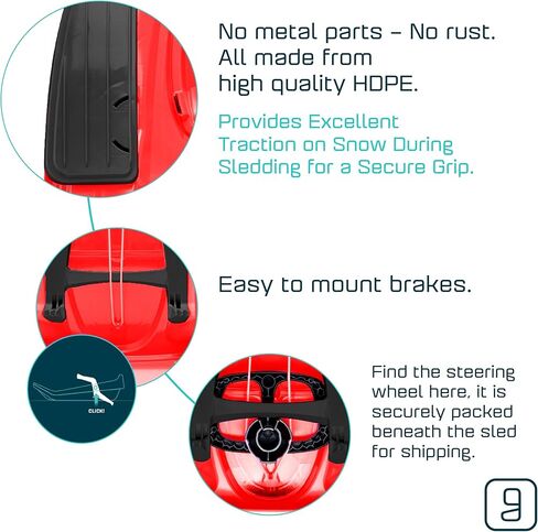 جيزمو رايدرز زلاجات الثلج للأطفال والكبار - زلاجات التوبوغان، عجلة قيادة سهلة الدوران، مقعد مضاد للانزلاق، فرامل سحب، مزلجة بلاستيكية متينة، خفيفة الوزن، ألعاب خارجية، ألعاب ثلج، للأعمار من 3 سنوات فما فوق، 260 رطلاً in Kuwait