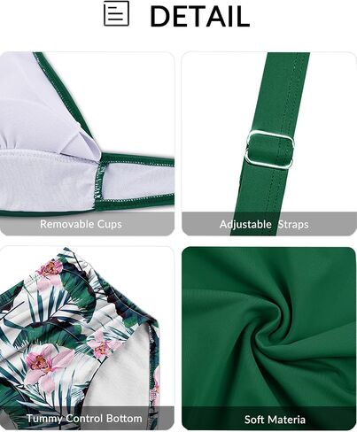 Yonique Womens' Two Piece Bathing Suit V Neck Triangle Bikini Top with High Waisted Swimsuit Bottom in Saudi Arabia