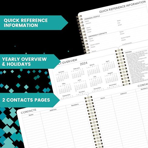 Planner 2024-2025- JUL 2024 - JUN 2025,12 Months 2024-2025 Planner Weekly and Monthly, 8" x 10", Waterproof Cover +Thick Paper+Twin-Wire Binding+Marked Tabs+Holiday Pages - Black in Kuwait