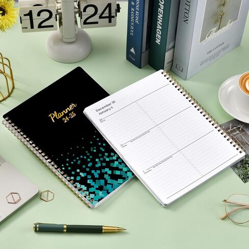 Planner 2024-2025- JUL 2024 - JUN 2025,12 Months 2024-2025 Planner Weekly and Monthly, 8" x 10", Waterproof Cover +Thick Paper+Twin-Wire Binding+Marked Tabs+Holiday Pages - Black in Kuwait