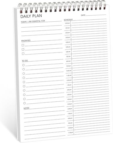 24 Hour Daily Planner -To Do List Notepad Double Side Use Undated Notebook with 52 Sheets, 6.5" X 9.8", Task Checklist Organizer Agenda Pad for Productivity in Saudi Arabia