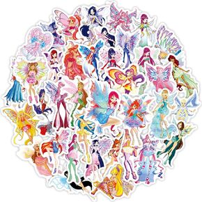 Cute Fairy Stickers for Girls, Colorful Butterfly Fairy Stickers for Scrapbook, 50Pcs Vinyl Waterproof Aesthetics Stickers Bulk for Water Bottles Laptops Phone Luggage, Party Supplies (Fairy)