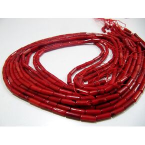 Very Nice Quality Smooth Long Drilled Red Coral Beads, Tube Shape Fire Red Coral Beads,Size 4x8 mm Available,Sold per String 16 inches Long,