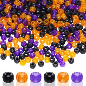 800 pcs Halloween Glitter Plastic Beads Assorted Round Beads for Halloween Home Party Decoration Supplies Crafts (Orange Black Purple)