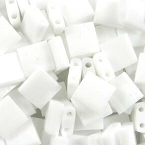 Opaque White Miyuki Tila Beads 7.2gm 2 Hole Seed Bead 5x5mm