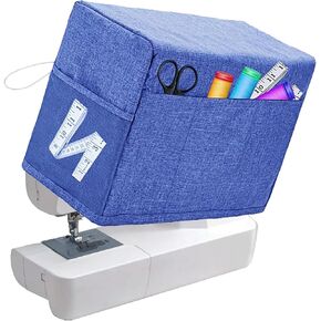 Sewing Machine Cover Protective Quilted Dust Cover with Storage Pockets Compatible with Most Standard Singer & Brother Machines and Accessories(Blue)