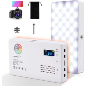 RGB Video Light Pocket LED On-Camera Lights إضاءة الكاميرا مدمجة 3100 مللي أمبير بطارية قابلة للشحن 360 لون كامل 20 تأثيرات ضوئية CRI≥95 2500-9000K لوحات للتصوير الفوتوغرافي وتسجيل الفيديو