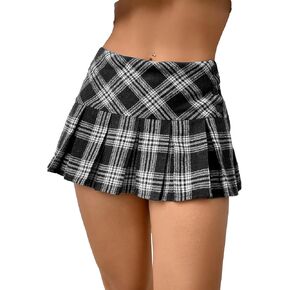 Floerns Women's Plaid Print Pleated Skirt Tartan School Uniform Mini Skirt