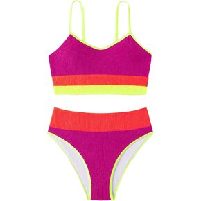 GORGLITTER Women's 2 Piece High Waist Bikini Set Wireless Swimsuit Chevron Print Bathing Suit