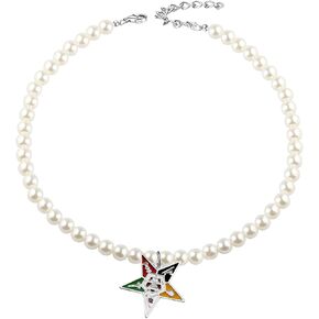 UJIMS Sorority Gifts Order of The Eastern Star Necklace The Eastern Star Symbol Jewelry Sorority Five Colors Pearl Necklace