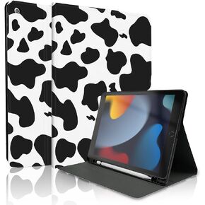 Case for iPad 9th / 8th / 7th Generation (2021/2020 / 2019) 10.2 Inch - TPU Shockproof Frame and Folio Leather Cover [Pencil Holder, Auto Sleep/Wake] Black Leopard in Saudi Arabia