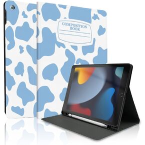 TopPerfekt iPad Case for Kids, Boys, Girls 9th Generation/8th Generation/7th Generation 10.2 inch 2021/2020/2019, Stand Folio Case Cover with Pencil Holder, Anti-Slip and Anti-Shock - Black Leopard